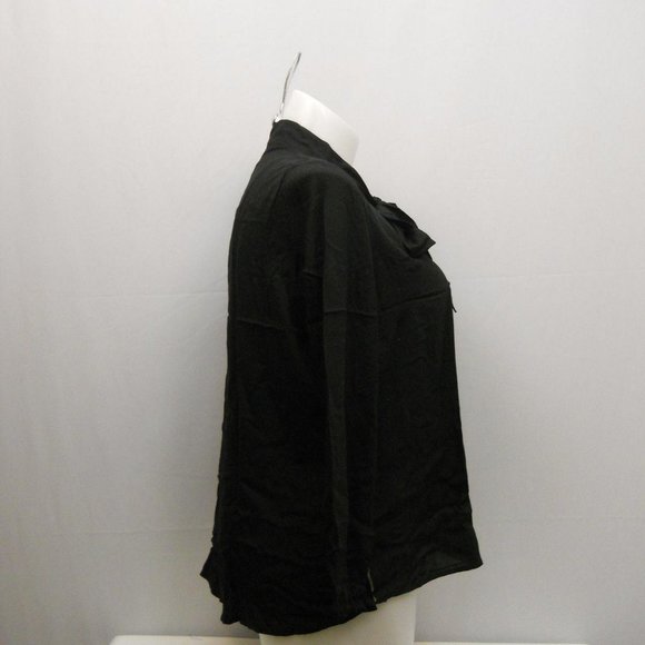 Concepts Ladies Button Down Shirt Tie-Neck Long-Sleeve Black Plus Size 1X NWT - Picture 5 of 6